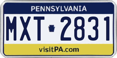 PA license plate MXT2831