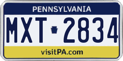 PA license plate MXT2834