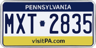 PA license plate MXT2835