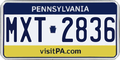 PA license plate MXT2836