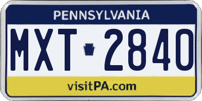 PA license plate MXT2840