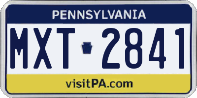 PA license plate MXT2841