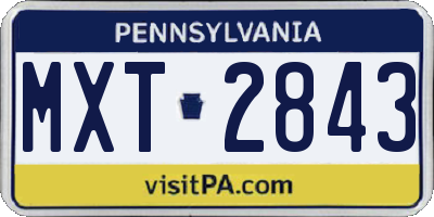 PA license plate MXT2843