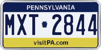 PA license plate MXT2844