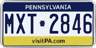 PA license plate MXT2846