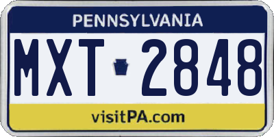 PA license plate MXT2848