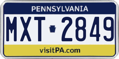 PA license plate MXT2849