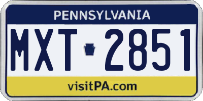 PA license plate MXT2851