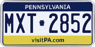 PA license plate MXT2852
