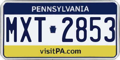 PA license plate MXT2853