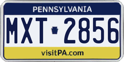 PA license plate MXT2856