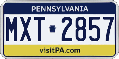PA license plate MXT2857