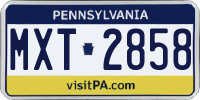 PA license plate MXT2858
