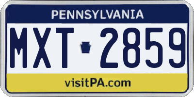 PA license plate MXT2859