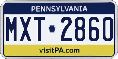 PA license plate MXT2860
