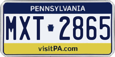 PA license plate MXT2865