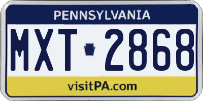 PA license plate MXT2868