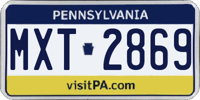 PA license plate MXT2869