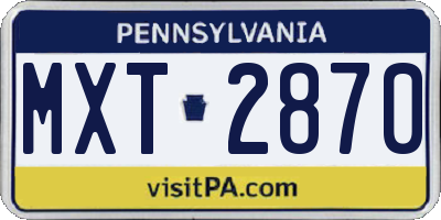 PA license plate MXT2870