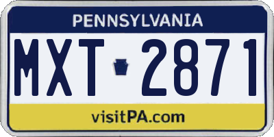 PA license plate MXT2871