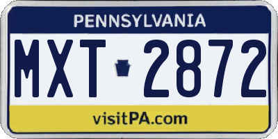 PA license plate MXT2872