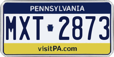 PA license plate MXT2873