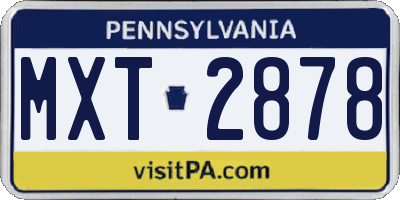 PA license plate MXT2878