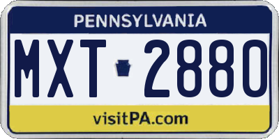 PA license plate MXT2880