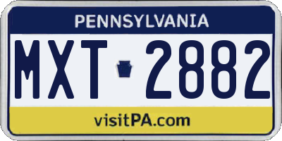 PA license plate MXT2882