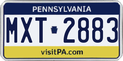 PA license plate MXT2883