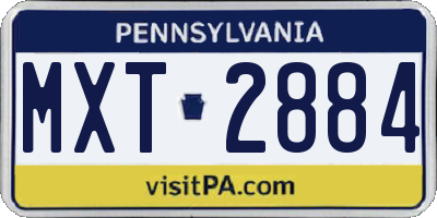PA license plate MXT2884