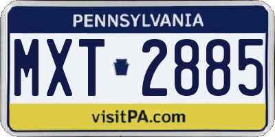 PA license plate MXT2885
