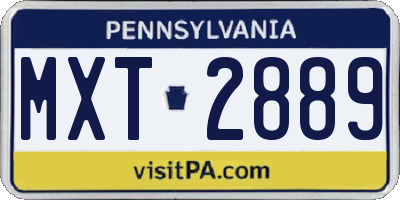 PA license plate MXT2889