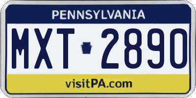 PA license plate MXT2890