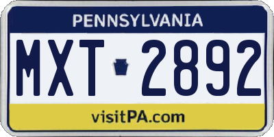 PA license plate MXT2892