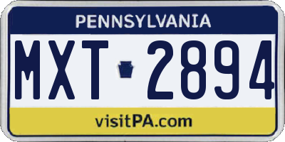 PA license plate MXT2894