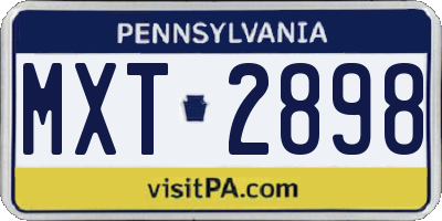 PA license plate MXT2898