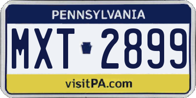 PA license plate MXT2899