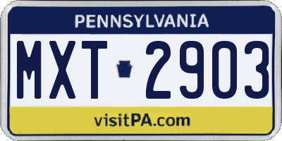 PA license plate MXT2903