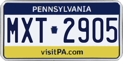 PA license plate MXT2905