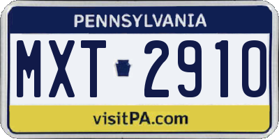 PA license plate MXT2910