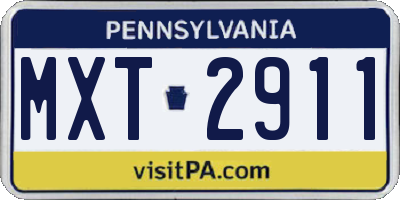 PA license plate MXT2911