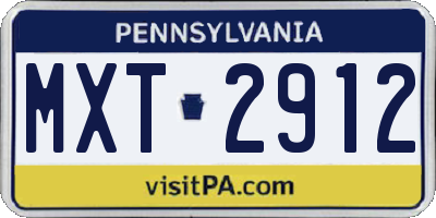 PA license plate MXT2912
