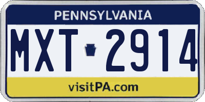 PA license plate MXT2914