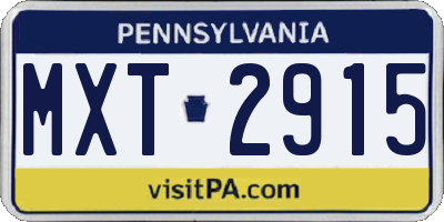 PA license plate MXT2915