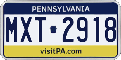 PA license plate MXT2918