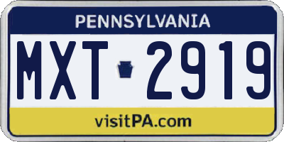 PA license plate MXT2919