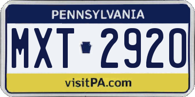 PA license plate MXT2920