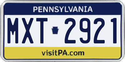 PA license plate MXT2921