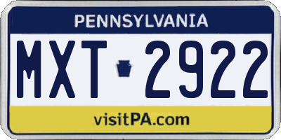 PA license plate MXT2922